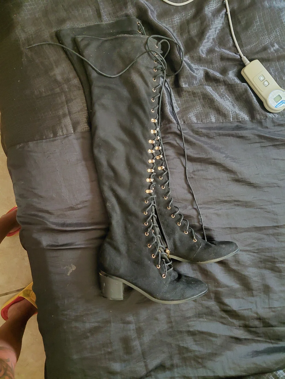 Black Lace-Up Over-The-Knee Women's Boots